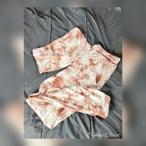 2pc Dusty Pink Tie Dye Pant Set
